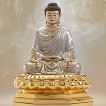Shakyamuni Buddha Statue Shakyamuni Buddha Statue Pure copper paste gold and silver color inlaid treasure Shakyamuni Buddha ornaments large