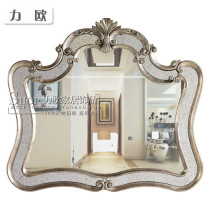 European dining edge entrance wall decoration mirror Crown-shaped dressing makeup mirror Antique old background wall hanging mirror customization