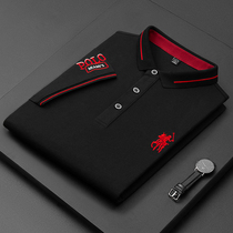 Short sleeve T-shirt mens lapel polo shirt 2021 summer new business plus size summer mens black Paul shirt