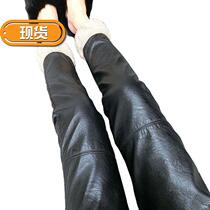 Childrens clothing leather pants womens warm winter plus velvet girls 4 leather pants in the big children thick casual pants pants pants foot fluff leather