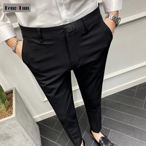 Spring casual trousers mens slim feet Korean pants mens trousers mens ankle-length pants trend non-iron suit pants