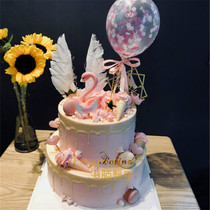 Longnan City Kang County Lixian Net red flamingo feather lamp ins birthday cake shop Huixian entity Chengxian County Creative