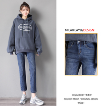 Straight Drum Jeans Woman 2022 Spring new Korean version High waist Skinder 100 lapped 90% smoke pipe Old Daddy Pants Tide
