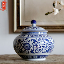 Jingdezhen ceramic blue and white porcelain quaint tea jar tea cake box decoration home Creative Tea storage porcelain