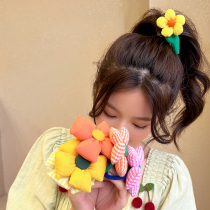 Cute girl butterfly hair tip fresh flower headline little girl headdress high bullet durable leather band