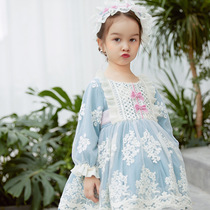 Fall Lolita long sleeve dress Dress Lace Crochet Girl Princess Dress Spanish Style Embroidered Child Dress