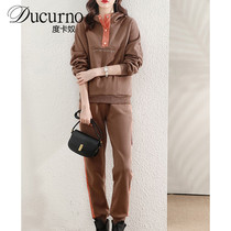 Ducurno2021 Year Autumn Winter New Fashion Casual Sportswear Suit Womens Aging Loose Clothing two sets
