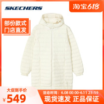 Skechers Scheckie Fun series 2021 Winter new female mid-section light and thin knit casual down jacket