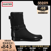 Hunter womens boots British ins trendy shoes Refined rear tone glossy low tube fashion commuter narrow last rain boots boots