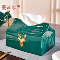 Modern light luxury style ceramic tissue box ornaments American dining room living room household drawing paper box napkin paper box