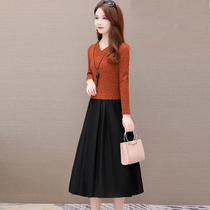 Mrs. Gui dress children 2021 New Early Autumn Spring temperament long sleeve middle-aged mother knitted fake two pieces