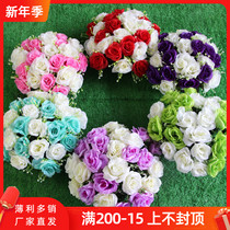 New wedding road guide Flower finished triangle rose flower wedding silk flower ball Roman column road guide flower Flower