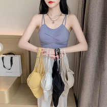 Small camisole vest women with spring and autumn with chest pads outside wearing ins Super fire sweet hot girl beautiful back net red explosion short model