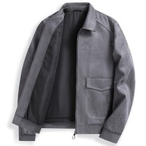 Suede jacket mens spring and autumn short loose casual lapel coat high-end youth mens top trend