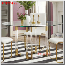 Imported High Transparency Acrylic Round Dining Table Clear Organic Glass Dining Table Stainless Steel Acrylic Furniture Table