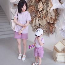 Parent-child summer top t-shirt pants suit 2019 new trend a three-pack male baby strap suit