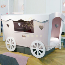 Childrens creative bed princess bed girl Dream Castle Palace pumpkin car princess bed horse lathe dream custom