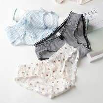 3 underwear women transparent ultra-thin girl lace cute Japanese mesh sexy cotton file breifs summer thin