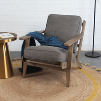 Nordic fabric do old wood sofa cafe linen down armchair trio retro canvas lounge chair