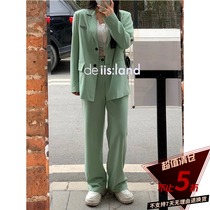Kurozawa Xuanqi 2021 spring and summer new Korean version of loose large size temperament Joker green small suit jacket women