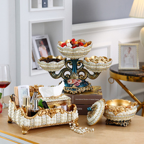 Fruit plate candy plate creative home European living room decorations coffee table ornaments high-grade multi-layer dried fruit plate three-piece set