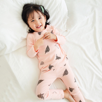 Girls Underwear Set Spring and Autumn Pants Cotton High Waist Baby Baby Cotton Thin Pajamas Autumn Dress