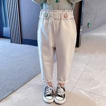 Girl Casual Pants Foreign Air Children 2022 New Women Baby Spring Han Edition Trendy Children Long Pants Spring Autumn Pants