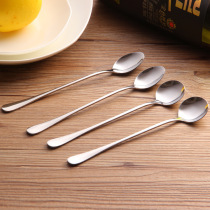 High-end stainless steel long-handled spoon mixing spoon Office coffee adult household soup spoon kitchen creative solid color