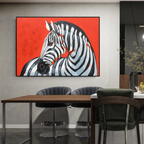 Oil Painting Hand-painted Colored Animal Zebra Living Room Sofa Decoration Painting Xuanguan Corridor Restaurant Background Wall Solid Hanging Painting