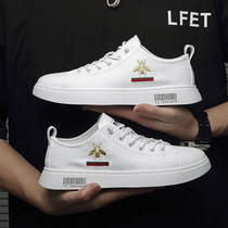 Hong Kong Tide Cards 2022 New Embroidery Little Honeybee Small White Shoes Board Shoes 100 Hitch Men Shoes Han Edition Wave Men Casual White Shoes