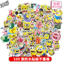 Handbook diy 100 SpongeBob Pie Big Star Collection Cute Cartoon Girl Kids Material Handbook Sticker