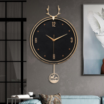 European light luxury deer head wall clock Modern simple fashion living room Nordic creative Metal household art personality pendulum clock