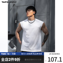 BLUESFLY Summer New Fitness Vest Men Loose Casual Sleeveless Shoulder Running Sports T-shirt Training Clothes