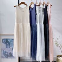 Net Yarn Splicing inner lap harness Vest Dress Sweetness Over Knee Long Dress Sled in Korean version with underdress and dress for womens clothing autumn and winter