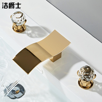 Three-hole washbasin faucet low waterfall toilet bathroom cabinet bathtub sink faucet hot and cold double handle