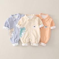 Baby spring clothing long sleeve clothes 0-3-7 months male baby out climbing clothes 1 year old autumn newborn jumpsuit