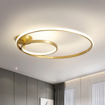 Famous round bedroom lights Nordic simple modern led ceiling lights creative room lights light luxury all copper lamps