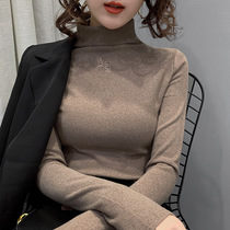 European goods foreign oil polished inner female 2020 autumn and winter half high collar double-sided velvet slim T-shirt base shirt tide