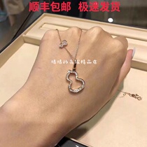 18k rose Golden Unicorn female Diamond hollow gourd necklace side diamond pendant choker Valentines Day gift