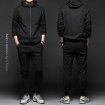 Spring and autumn mens casual sportswear suit mens fashion brand hooded sweater fashion trend with handsome mens