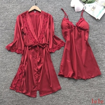 Female imitation silk plus size nightdress pajamas women