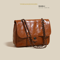 Impression Customized new large capacity commuter Lingotto package European and American fashion High chain pull up inclined satchel