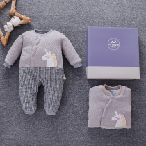 Full Moon gift 0-3 months newborn conjoined clothes piece autumn and winter clothes newborn baby cotton jacket gift box foreign Spring