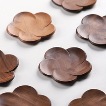 Wood said original Japanese black walnut Plum tea cup mat Insulation pot holder Creative coffee cup holder Tea ceremony tea mat