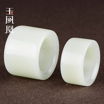 Xinjiang Hetian jade finger mens white jade ring Atmospheric natural jade ring birthday gift certificate