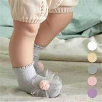Baby socks spring and autumn thin newborn baby baby cotton 0-1 year old 3 months new child female summer foot front shoes Princess socks