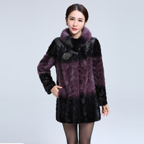 2021 new imported Marten womens coat middle-aged mink mother dress long fur mink coat
