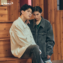 KDZ white denim coat mens ins tide spring and autumn 2021 New loose Korean trend couple tooling jacket