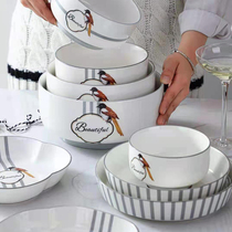 Bowl Dish Suit Home Bowl tray Bowl Chopsticks Combined Ceramic Eating Bowls Creative Chinese Light Extravaganza to accommodate new cutlery