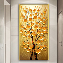 Modern European Nordic entrance decorative painting Vertical version of the aisle Corridor Living room hanging painting Entrance door mural Fortune tree